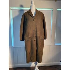 Vintage Lelcoite Espanol Green Suede Leather‎ Women's Coat Size Large